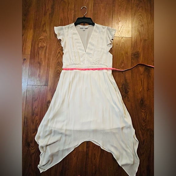 White Cream Sheer Dress with Inner Shell Size Medium - Picture 3 of 12